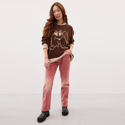 Crewneck Sweater With Intarsia Star Frog Graphic