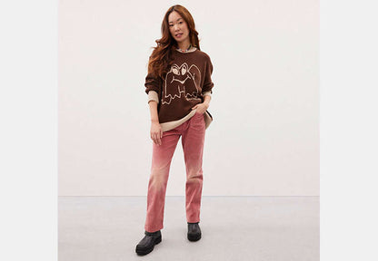 Crewneck Sweater With Intarsia Star Frog Graphic