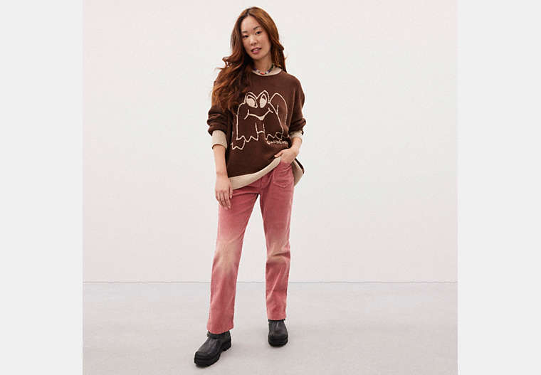 Crewneck Sweater With Intarsia Star Frog Graphic