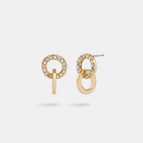 Interlocking Open Circle Pearl Huggie Earrings