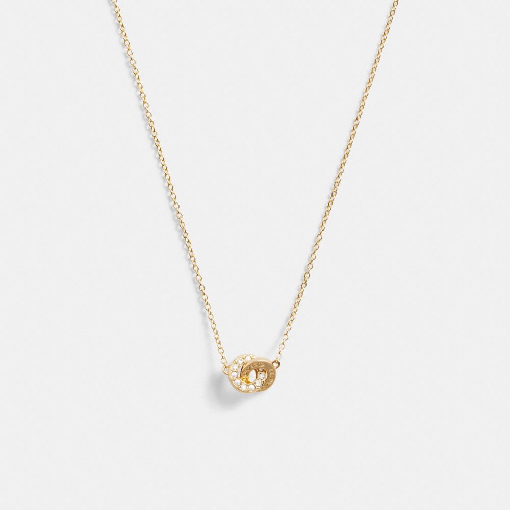 Interlocking Open Circle Pearl Pendant Necklace