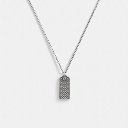 Sterling Silver Quilted Hangtag Long Pendant Necklace