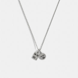 Sterling Silver Double Charm Long Pendant Necklace