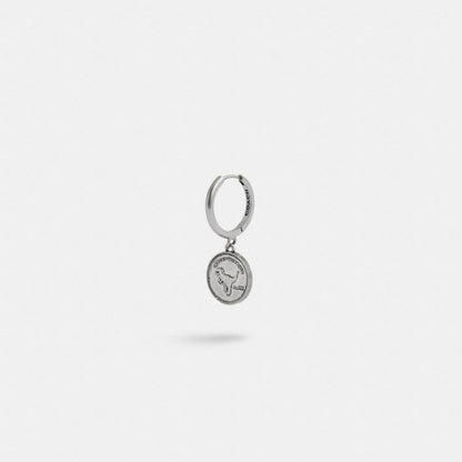 Sterling Silver Coin Single Huggie Earring