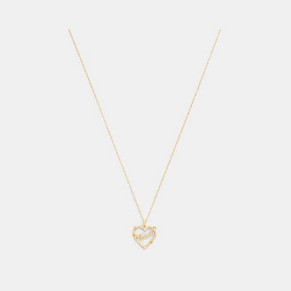 Coach Script Heart Pendant Necklace