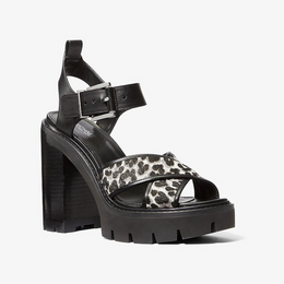 Colby Leopard Print Calf Hair Lug Platform Sandal