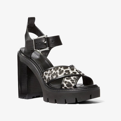 Colby Leopard Print Calf Hair Lug Platform Sandal