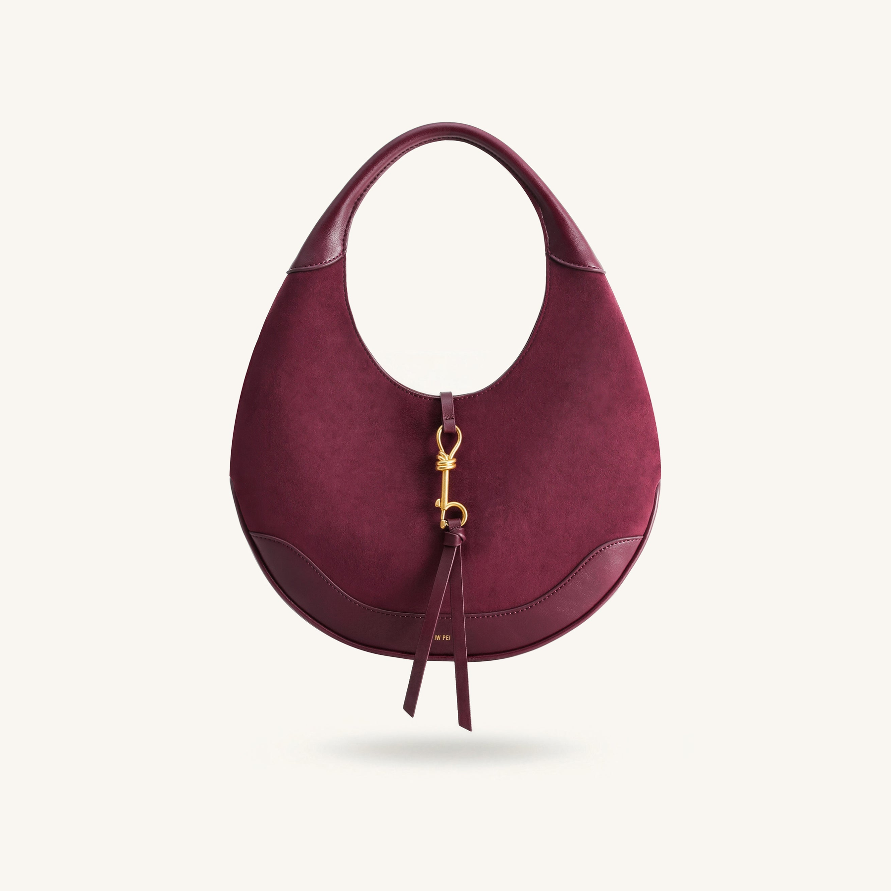 Colette Faux Suede Crescent Hobo Bag - Deep Claret