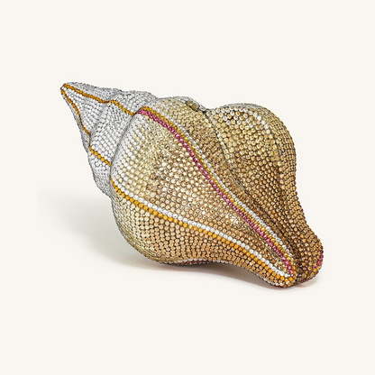 Conch Shape Faux Crystal Clutch - Gold