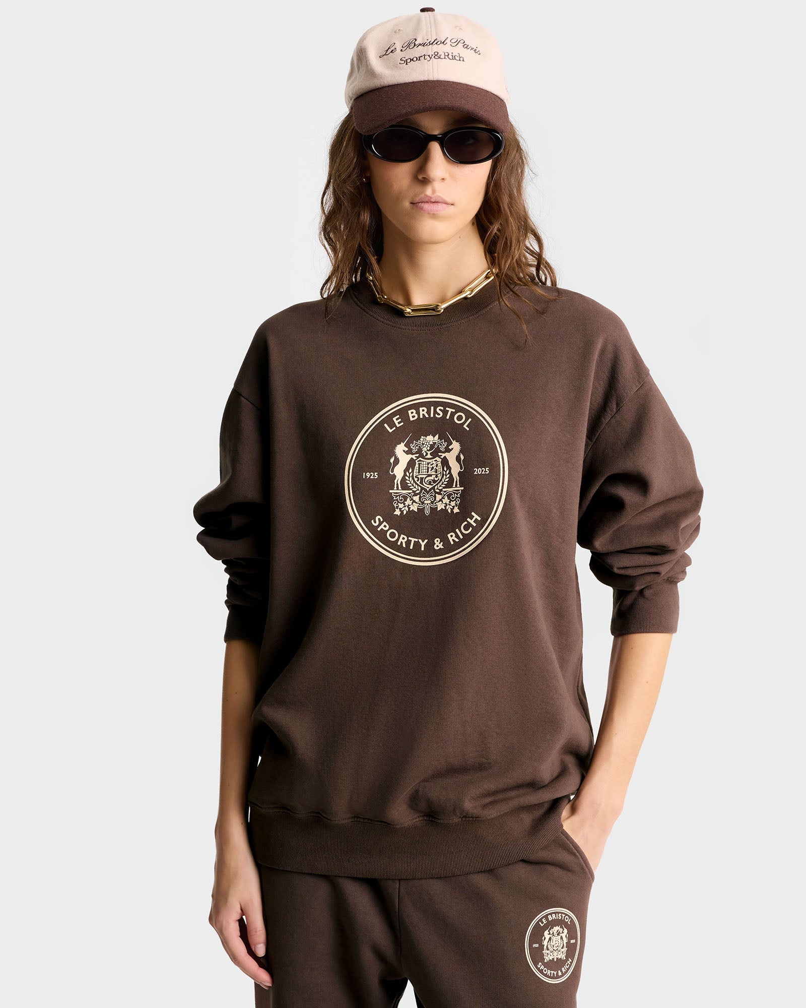 Bristol Crest 100th Crewneck - Chocolate/Cream