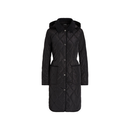 Corduroy Trim Quilted Detachable Hood Long Sleeve Short Puffer Jacket