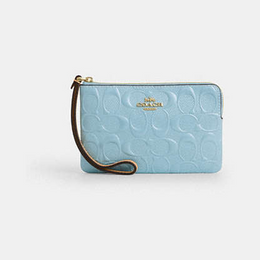Corner Zip Wristlet In Signature Leather