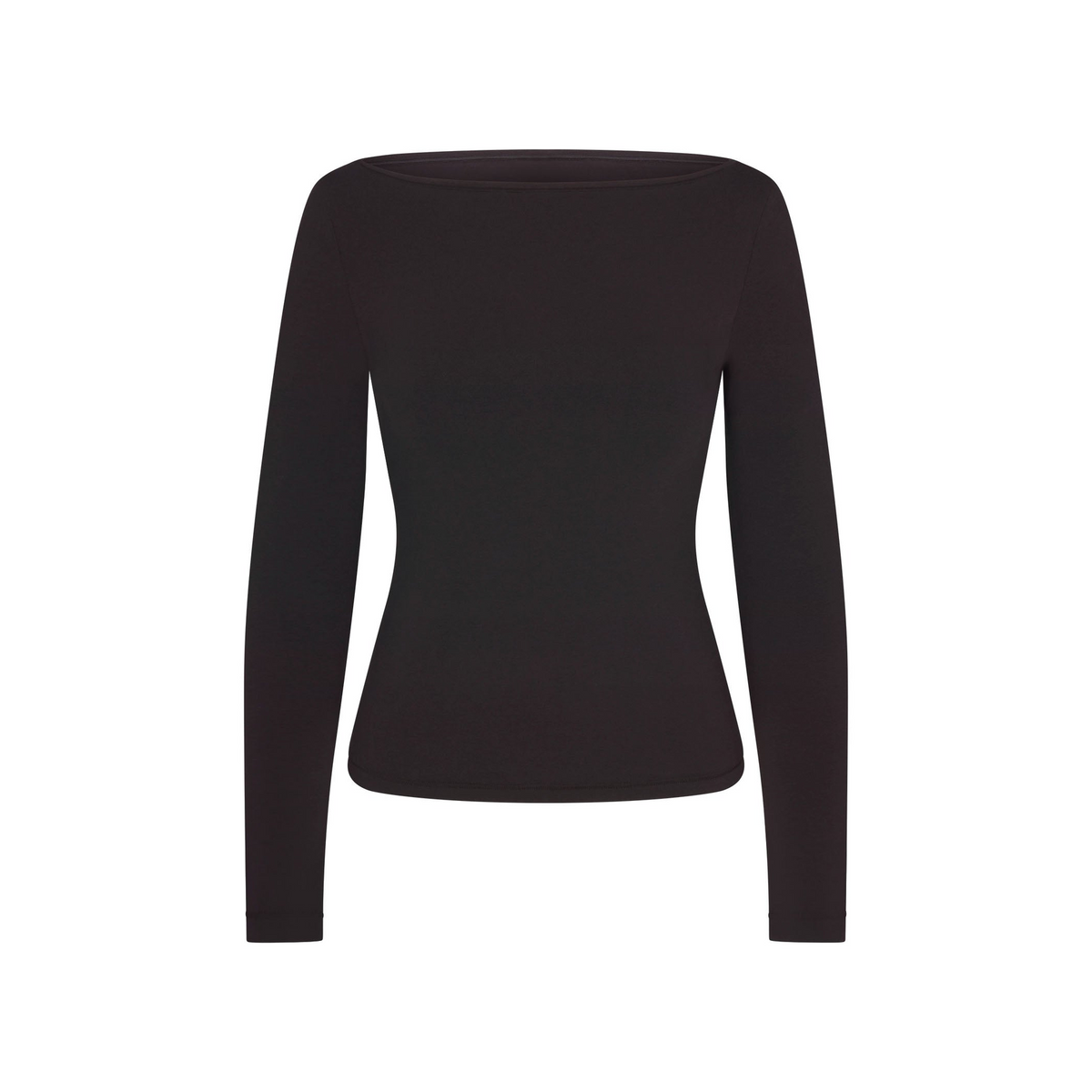 Cotton Jersey Long Sleeve Boatneck Top