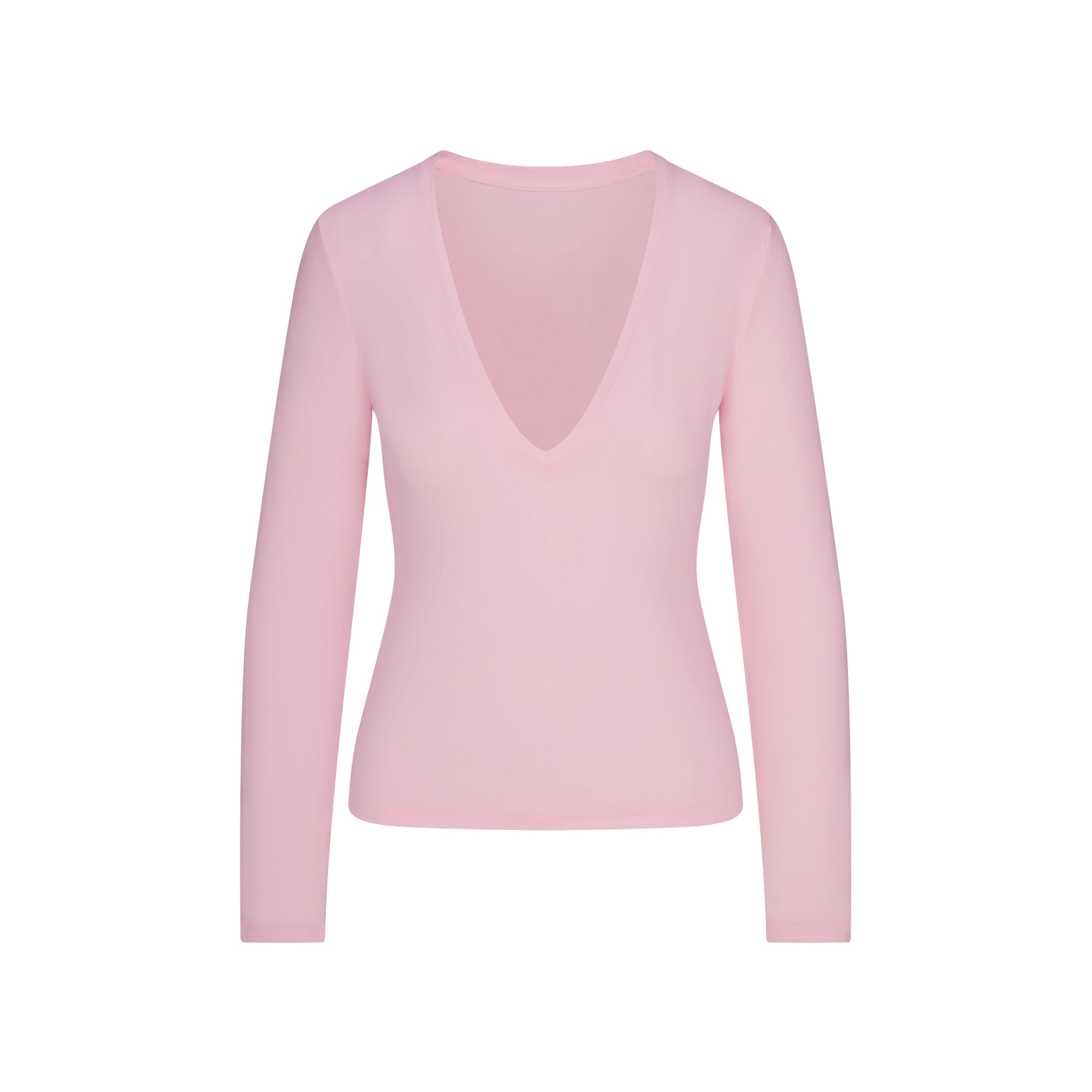 Cotton Jersey Long Sleeve Plunge Top