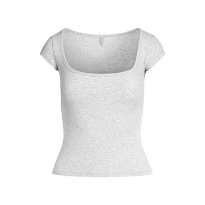Cotton Jersey Scoop Neck T-shirt