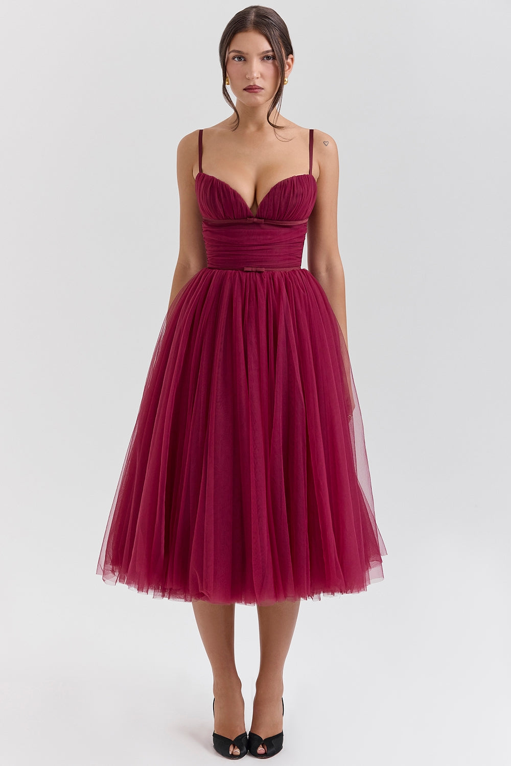 cabernet tulle midi dress - sale