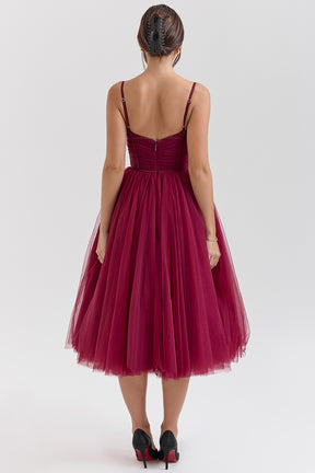 cabernet tulle midi dress - sale