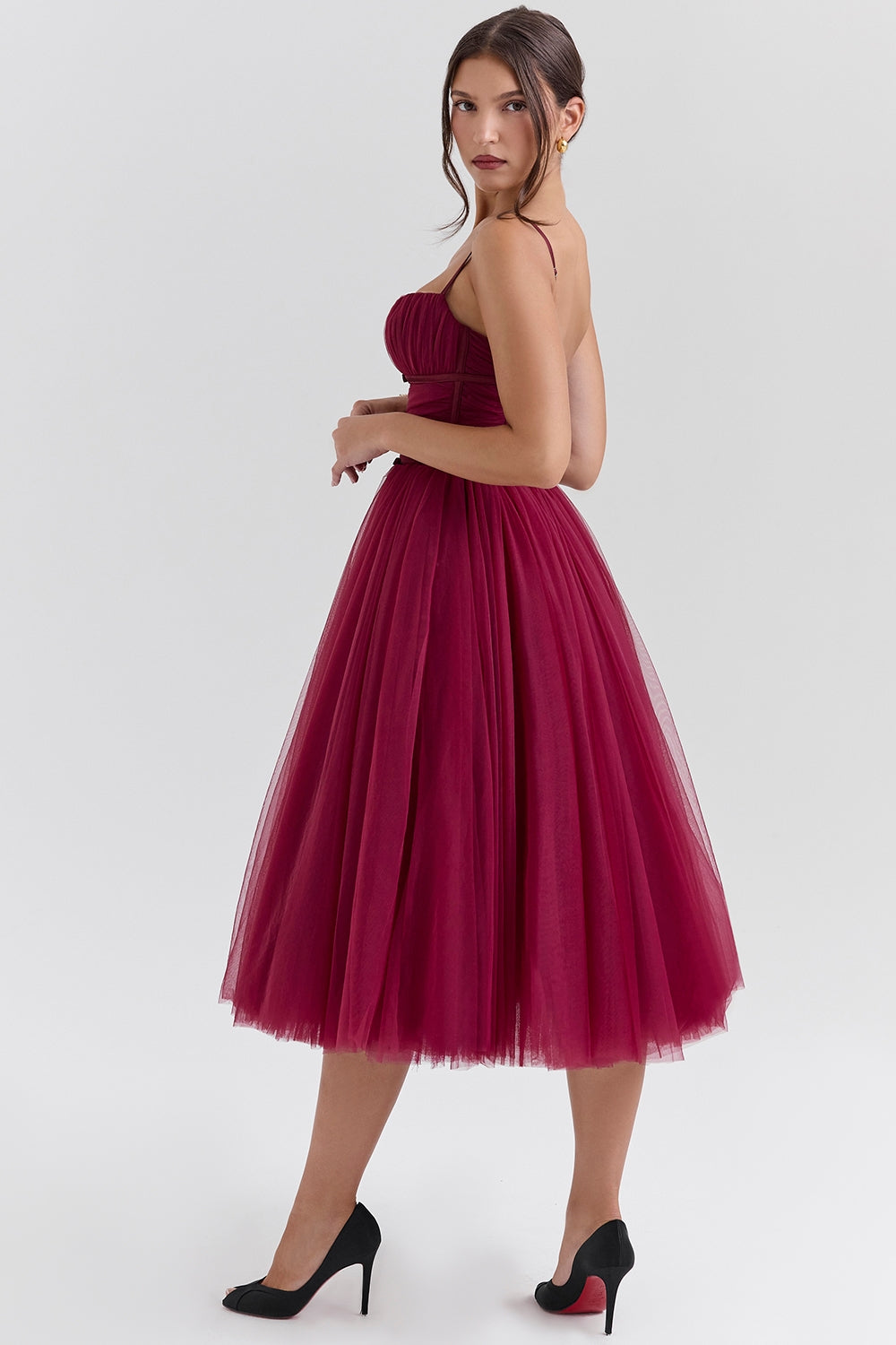 cabernet tulle midi dress - sale