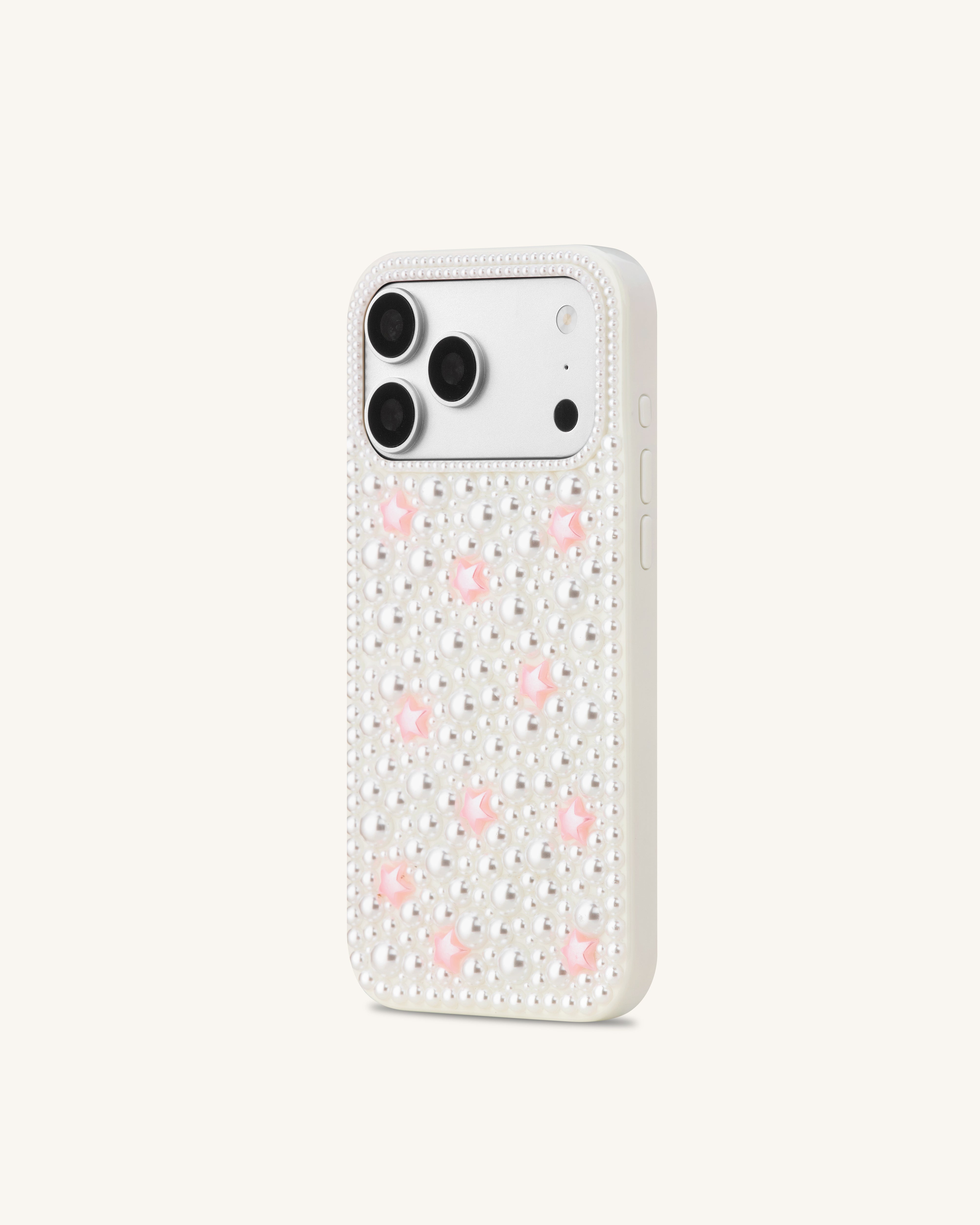 Pearl Star Embellished Phone Case - White