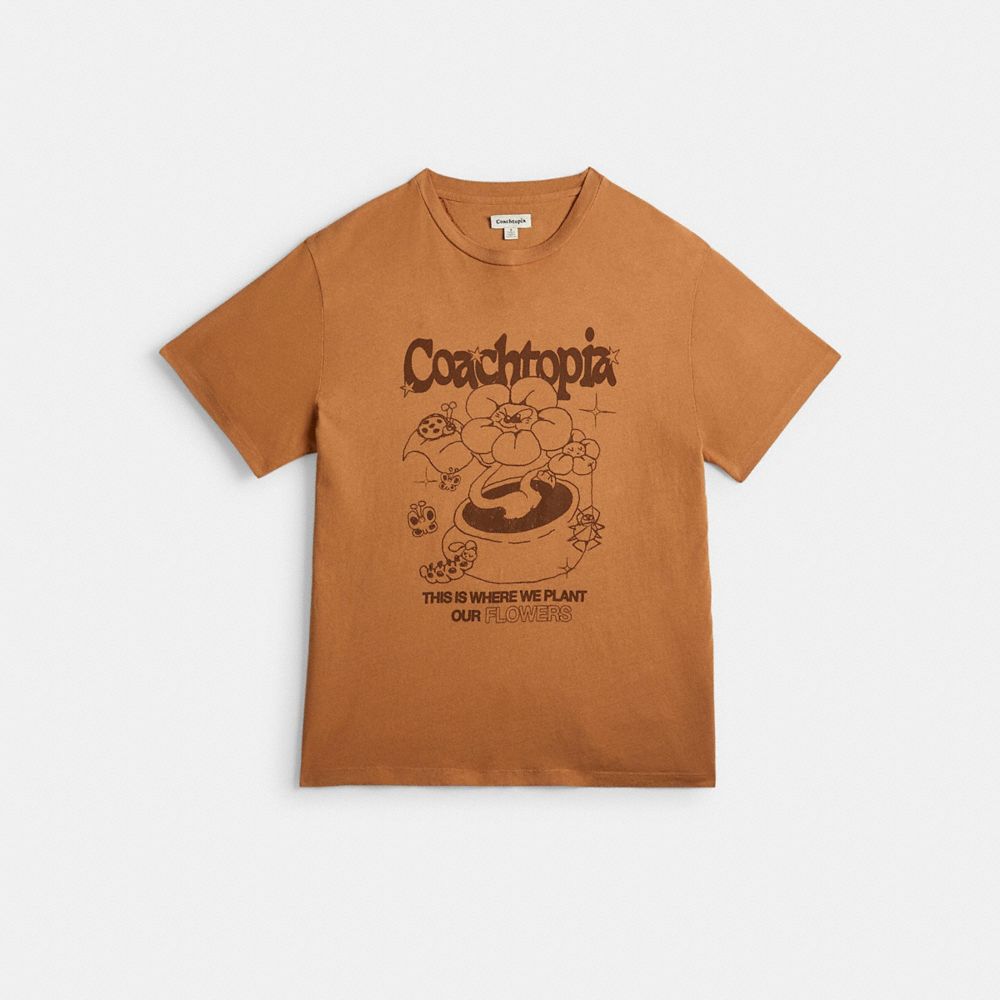 Relaxed T Shirt With Flower Pot Print