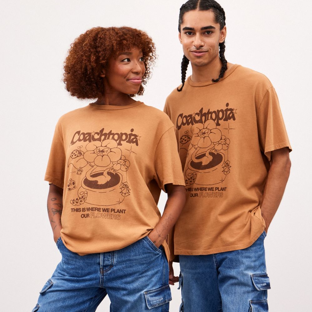 Relaxed T Shirt With Flower Pot Print