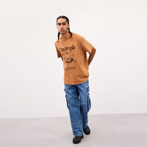 Relaxed T Shirt With Flower Pot Print