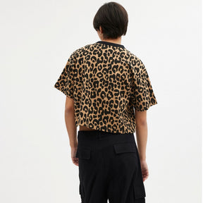 Leopard Cursive Signature Cropped T Shirt