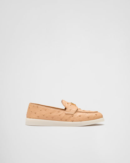 Natural Ostrich leather loafers