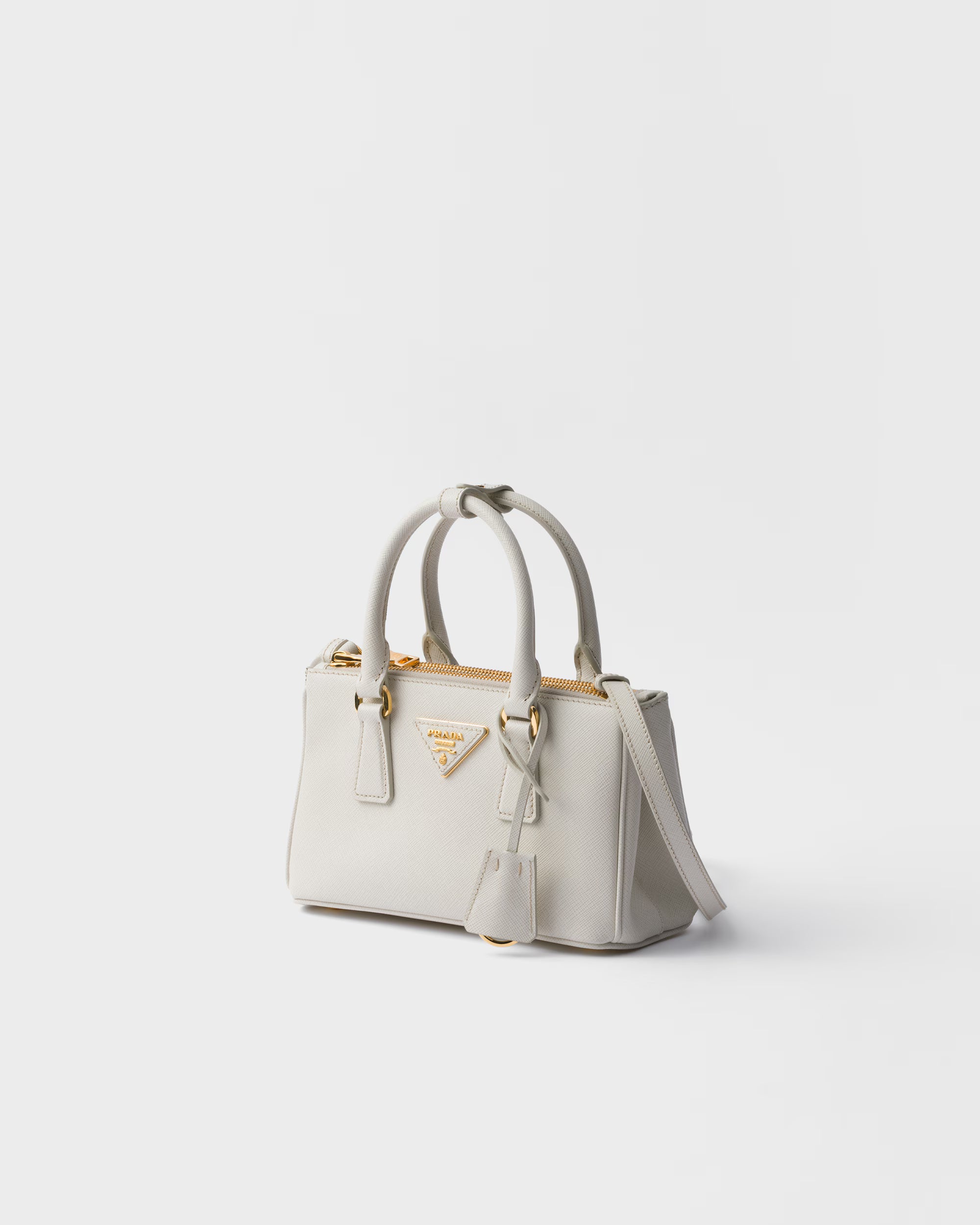 Prada Mini Galleria Saffiano Leather Tote in White