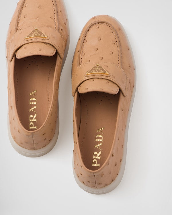 Natural Ostrich leather loafers