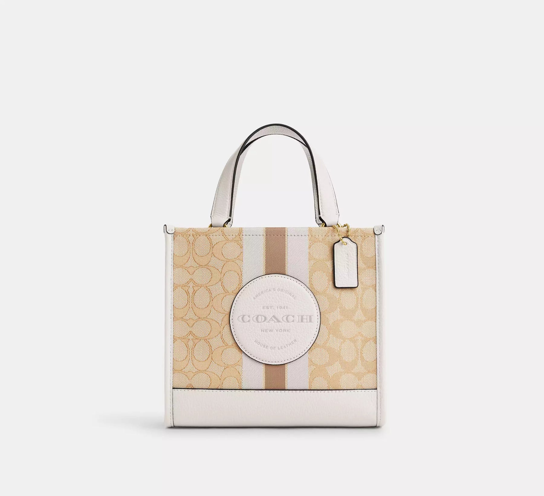 Dempsey Tote Bag 22 In Signature Jacquard With Stripe And Coach Patch