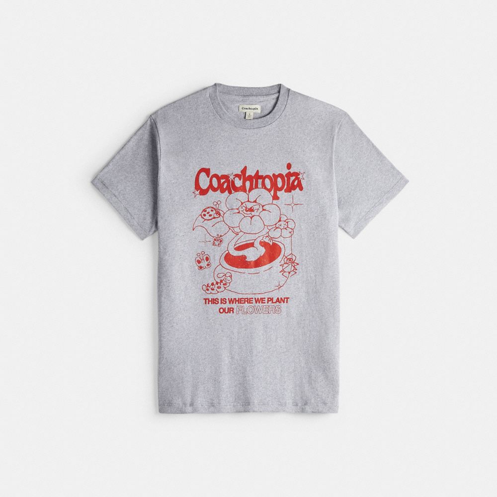 Relaxed T Shirt With Flower Pot Print