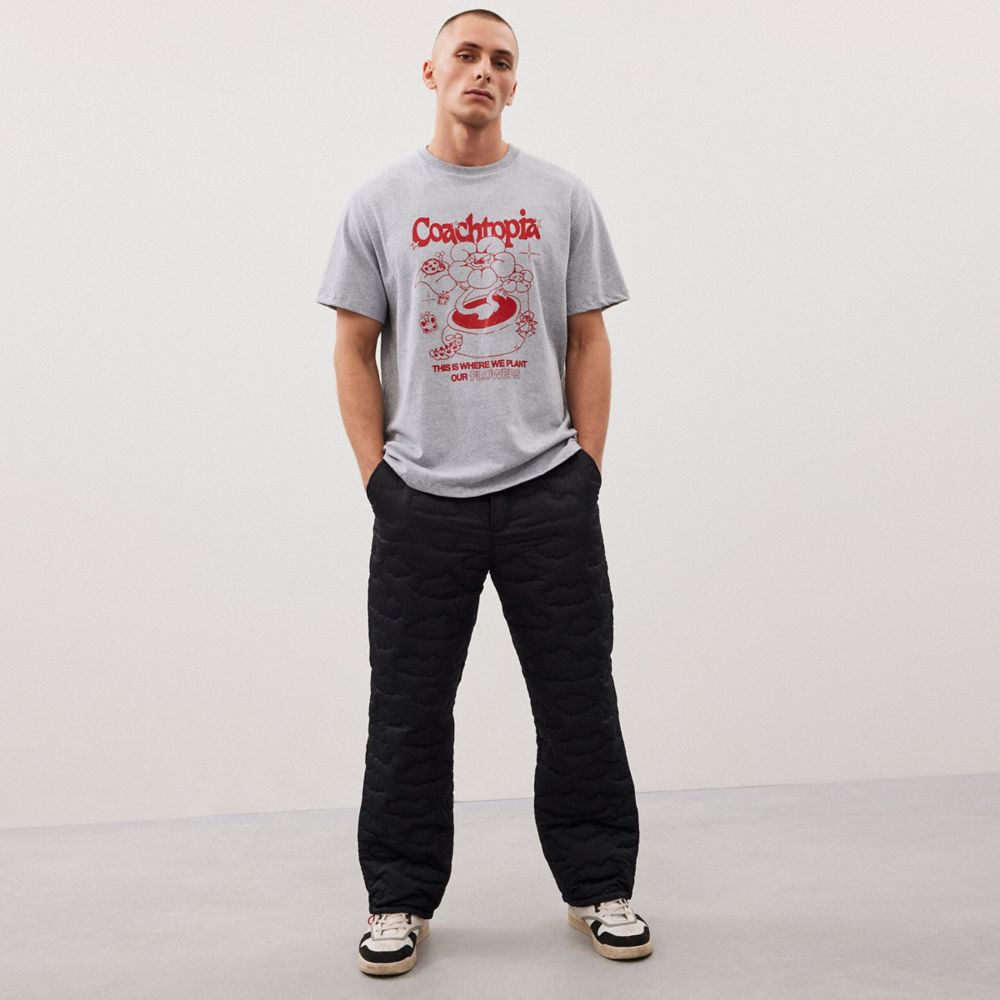 Relaxed T Shirt With Flower Pot Print