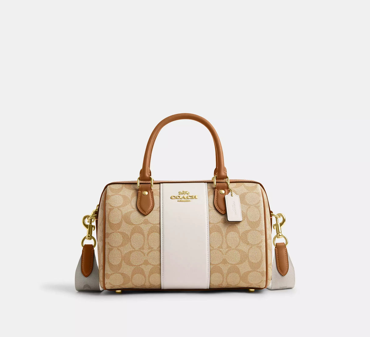 Coach Rowan Satchel Bag In Signature Canvas With Stripe - Bags | Shop From The Mirage