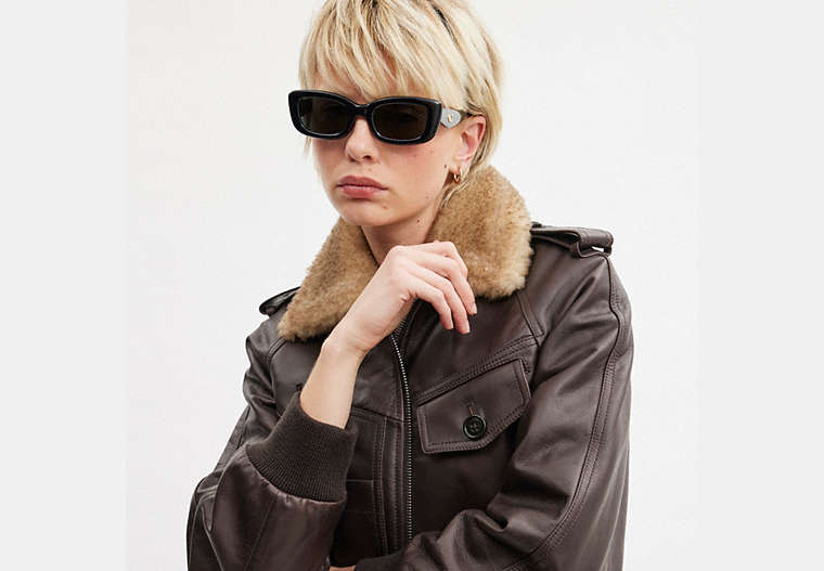 C Hardware Narrow Rectangle Sunglasses