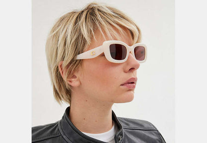 C Hardware Narrow Rectangle Sunglasses