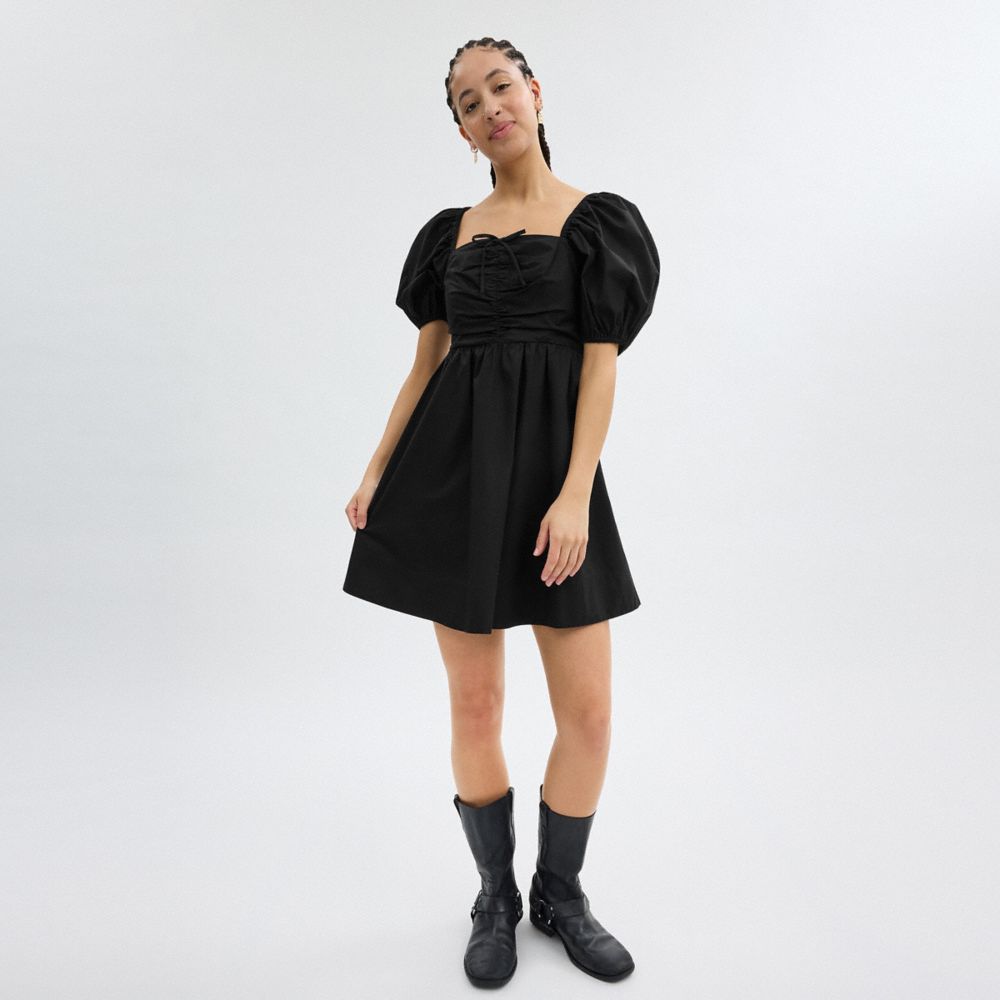 Short Dress With Puff Sleeves In Organic Cotton