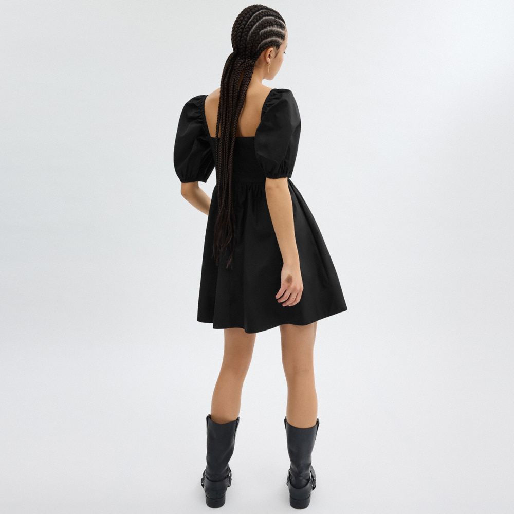 Short Dress With Puff Sleeves In Organic Cotton