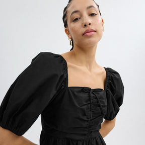 Short Dress With Puff Sleeves In Organic Cotton