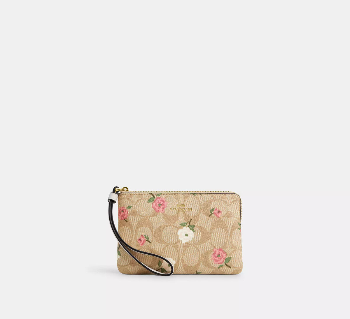 Coach Corner Zip Wristlet In Signature Canvas With Floral Print - Bags | Shop From The Mirage