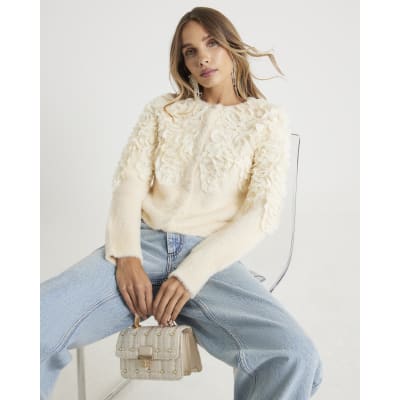 Cream 3D Chiffon Cardigan