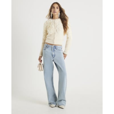 Cream 3D Chiffon Cardigan