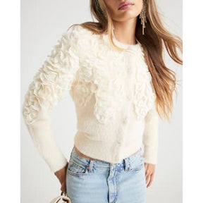 Cream 3D Chiffon Cardigan