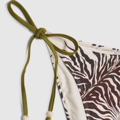 Cream Animal Print Bikini Bottoms