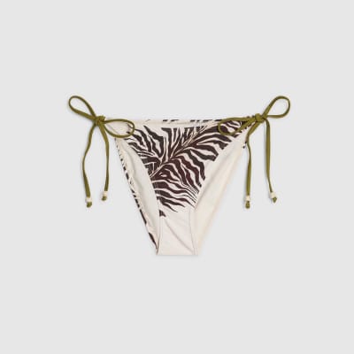 Cream Animal Print Bikini Bottoms