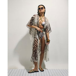 Cream Animal Print Kimono