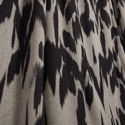 Cream Animal Print Long Sleeve Maxi Dress