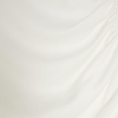 Cream Asymmetric Short Sleeve Drape Top