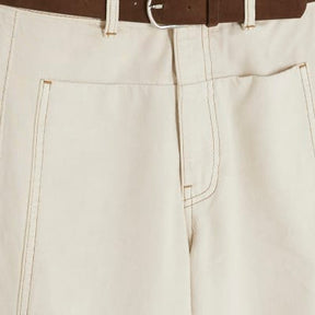 Cream Belted Pocket Balloon Jeans