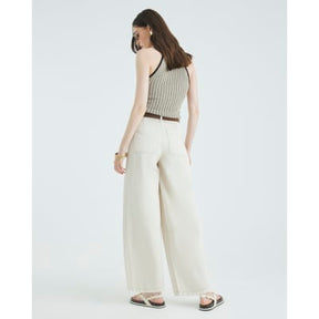 Cream Belted Pocket Balloon Jeans